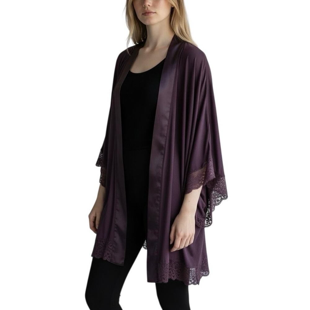 Victoria Secret Floral Lace Plum Kimono Robe - XS